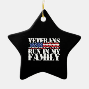 Ornement En Céramique Les vétérans militaires courent dans ma famille -