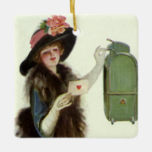 Ornement En Céramique LETTRE D'AMOUR DE LA FEMME vintage VÉNITIENNES DU