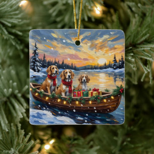 Ornement En Céramique Lévrier Afghan Noël Bateau Vacances