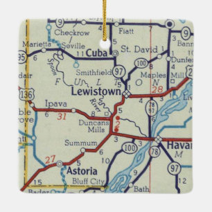 Ornement En Céramique Lewistown IL Carte Vintage