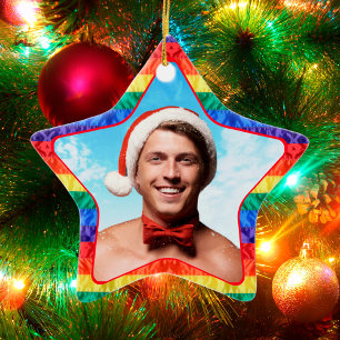 Ornement En Céramique LGBTQ Photo personnalisée Gay arc-en-ciel Forme de