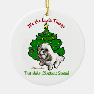 Ornement En Céramique Lhasa Apso Noël