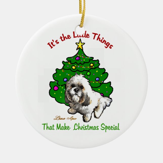 Ornement En Céramique Lhasa Apso Noël (Devant)