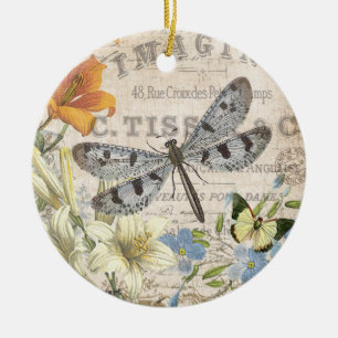 Ornement En Céramique libellule française vintage