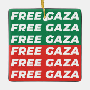 Ornement En Céramique Libérez Gaza - couleurs du drapeau palestinien
