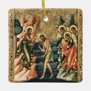 Ornement En Céramique L'icône orthodoxe du baptême de Jésus-Christ