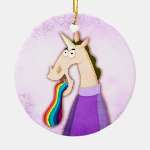 Ornement En Céramique Licorne de langue d'arc-en-ciel