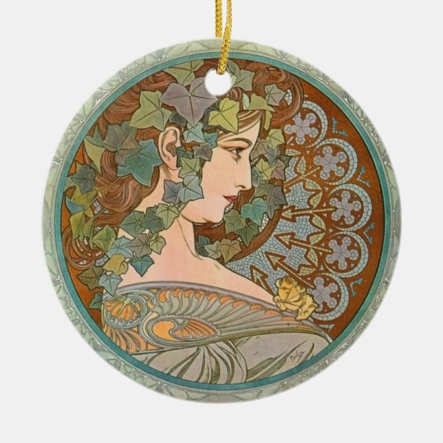 Ornement En Céramique "Lierre" par l'ornement d'Alphonse Mucha (Devant)