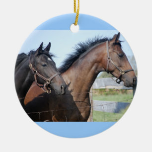 Ornement En Céramique Ligne de fin de course de cheval