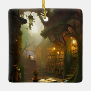 Ornement En Céramique L'Imaginaire de la librairie magique