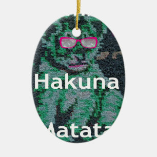 Ornement En Céramique Lion vert avec lunettes roses "Hakuna Matata" Art