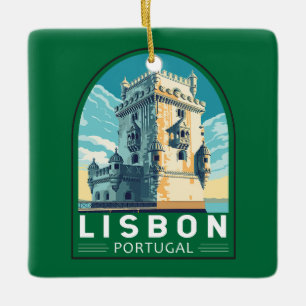 Ornement En Céramique Lisbonne Portugal Belem Tour Voyage Retro Emblem
