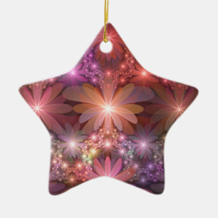 Ornement En Céramique Lit De Fleurs Coloré Brillante Art Fractal Abstrai