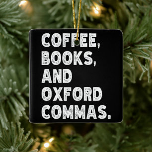 Ornement En Céramique Livres À Café Et Oxford Commas Cool Enseignant Drô