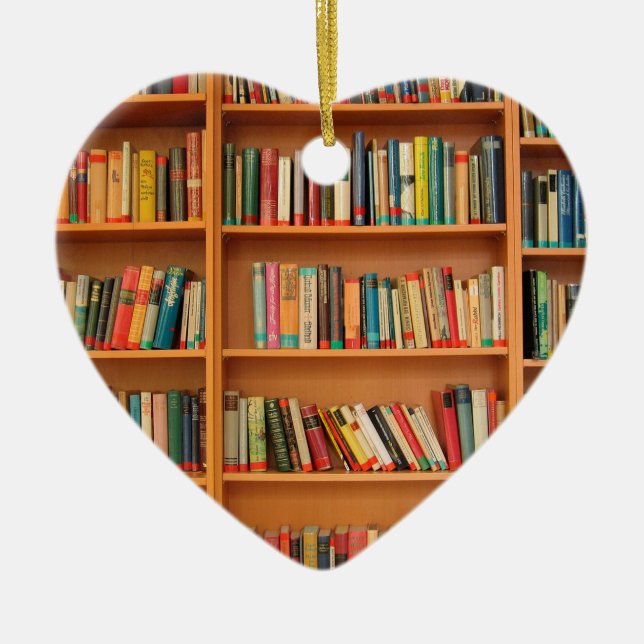 Ornement En Céramique Livres sur Arrière - plan de bibliothèque (Devant)