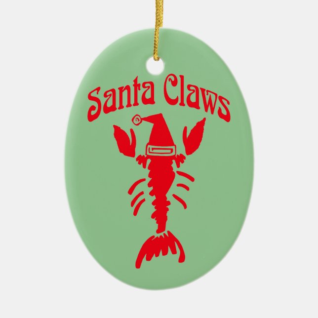 Ornement En Céramique Lobster écrevisse Père Noël Claws, Modifier le tex (Devant)