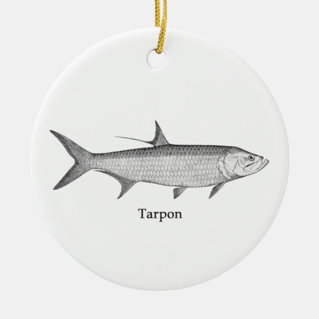 Ornement En Céramique Logo de tarpon (schéma) (Devant)