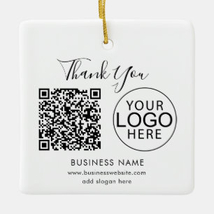 Ornement En Céramique Logo d'entreprise et code QR Script Festive Merci