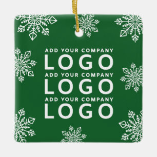 Ornement En Céramique Logo d'entreprise moderne flocons de neige vert et