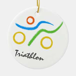 Ornement En Céramique Logo du triathlon
