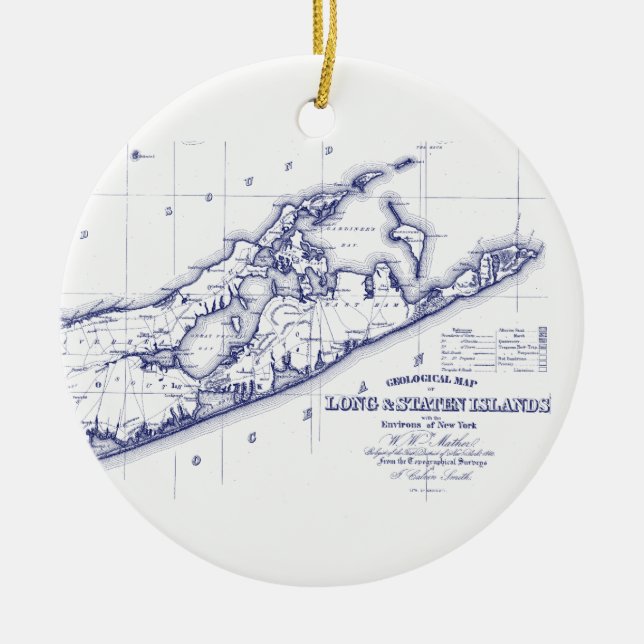 Ornement En Céramique Long Island The Hamptons Map VC (Devant)