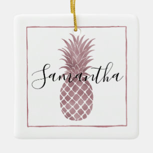 Ornement En Céramique L'or rose pointille des ananas