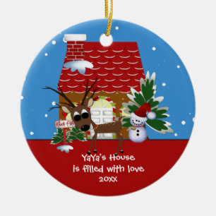Ornement En Céramique L'Ornement de Noël de la Maison d'Amour de YaYa