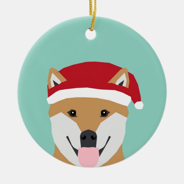 Ornement En Céramique L'ornement des chiens de Noël - Chien de Noël shib (Devant)