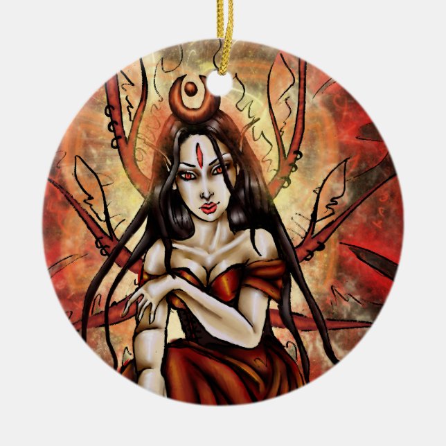 Ornement En Céramique L'ornement rond de la Reine rouge (Devant)