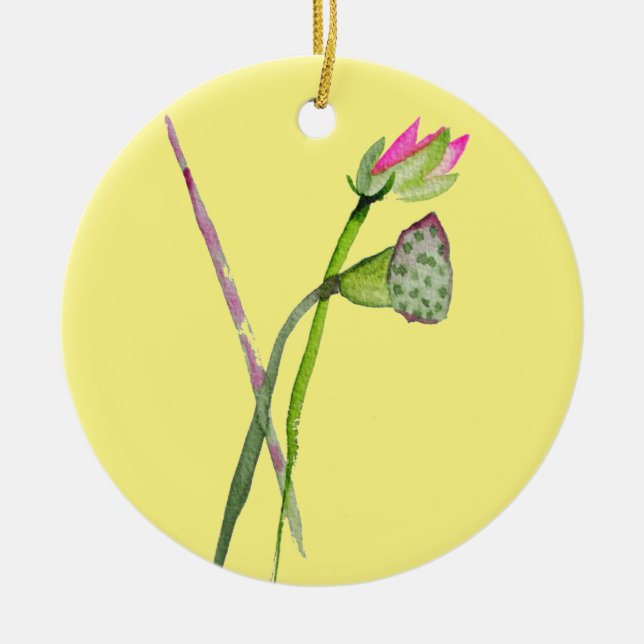 Ornement En Céramique Lotus rose Fleur Zen Art bouddhiste (Devant)