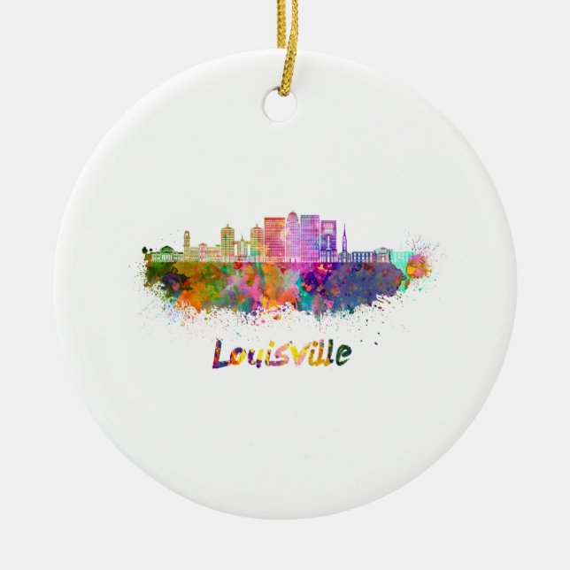 Ornement En Céramique Louisville V2 skyline en aquarelle (Devant)