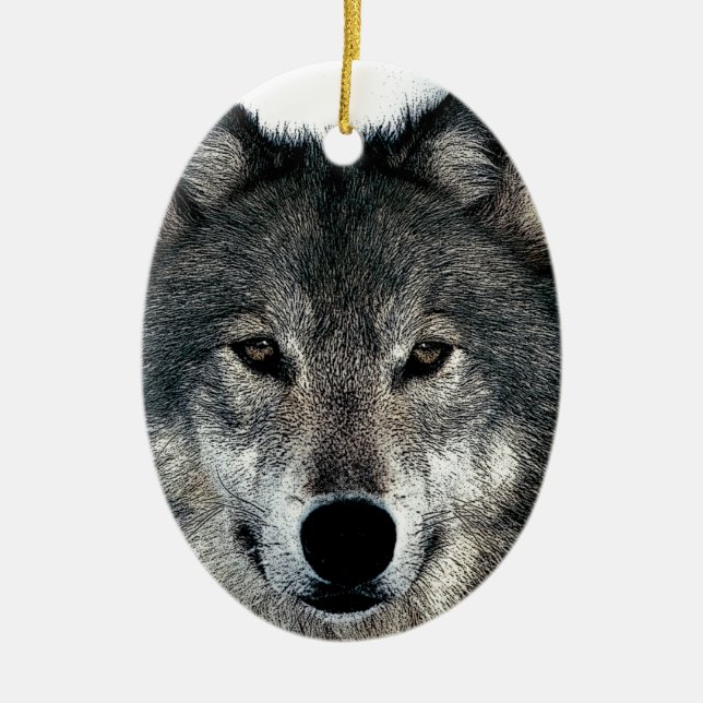 Ornement En Céramique Loup gris (Devant)