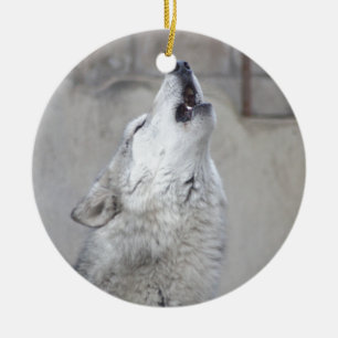 Ornement En Céramique Loup gris d'hurlement