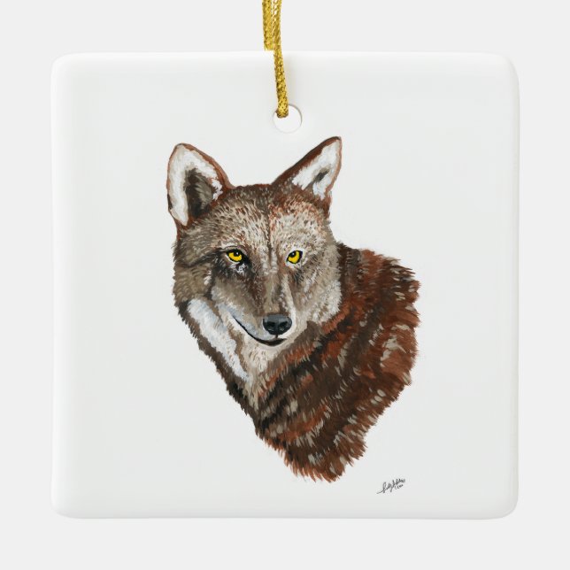 Ornement En Céramique Loup rouge (Devant)