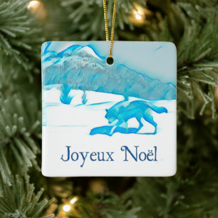Ornement En Céramique Loup Solitaire En Entrée Occasion - Joyeux Noël