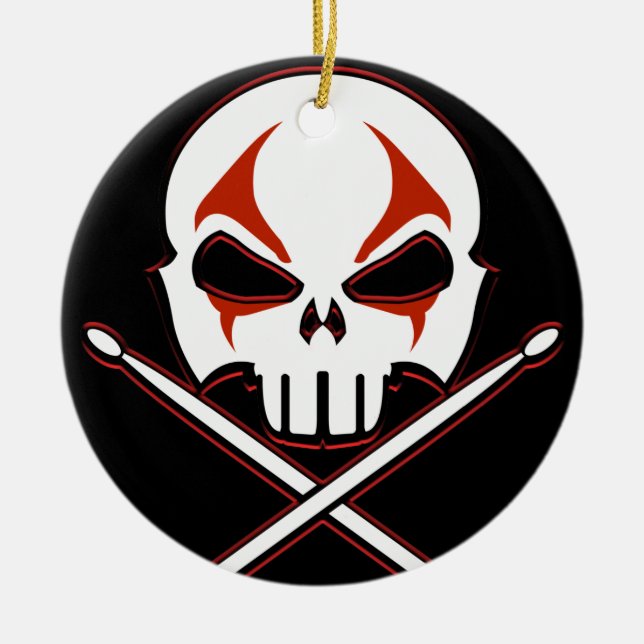 Ornement En Céramique Lourd Ornament métallique Roche & Rouleau Drummer  (Devant)