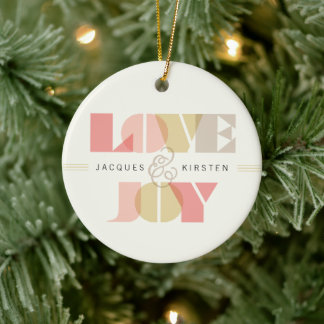 Ornement En Céramique Love And Jove Clear Geo Typography Mariage photo
