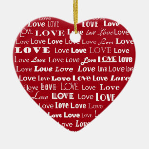 Ornement En Céramique Love Heart Word