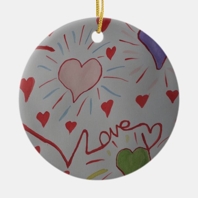 Ornement en céramique Love Hearts (Devant)