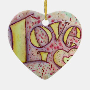 Ornement En Céramique Love Word Inspirational Art Peinture Ornament