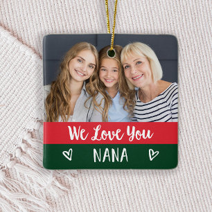 Ornement En Céramique Love You Nana  Couleur verte rouge - Deux photos