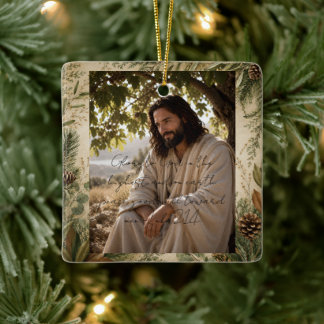 Ornement En Céramique Luc 2:14 Jésus sous l'arbre figuier chrétien Chris
