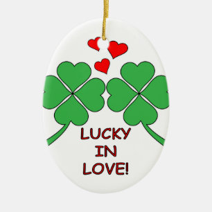 Ornement En Céramique Lucky In Love Hearts Clover