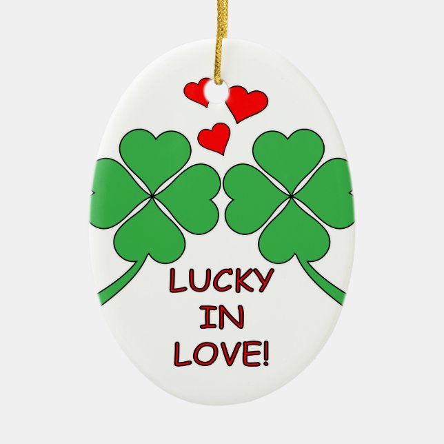 Ornement En Céramique Lucky In Love Hearts Clover (Devant)