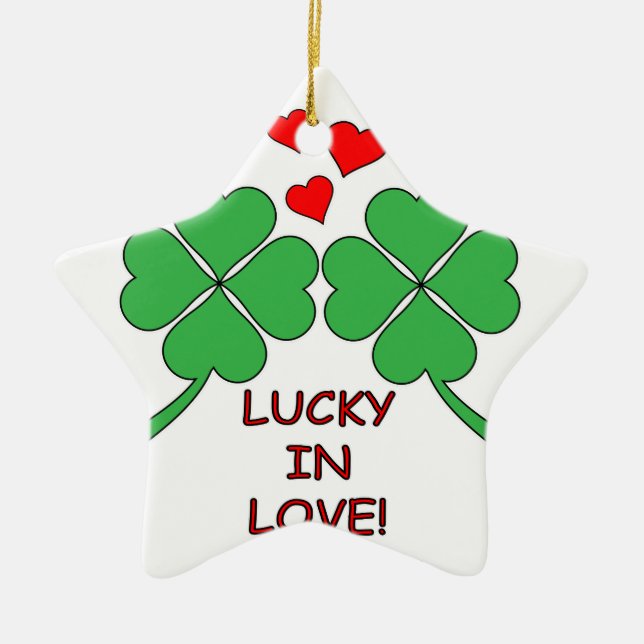Ornement En Céramique Lucky In Love Hearts Clover (Devant)
