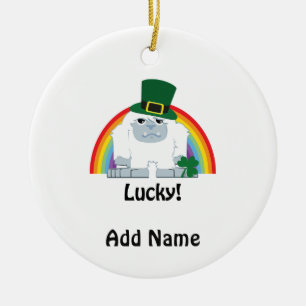 Ornement En Céramique Lucky Yeti Leprechaun