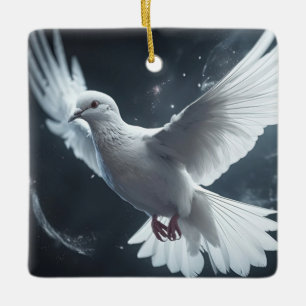 Ornement En Céramique Lumières scintillantes White Peace Dove
