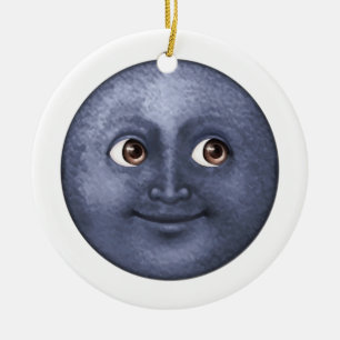 Ornement En Céramique Lune bleu foncé - Emoji