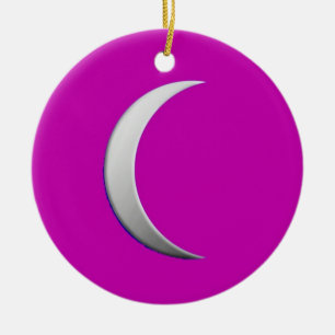 Ornement En Céramique Lune de croissant d'argent - arrière - plan magent