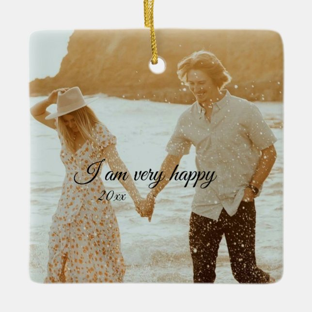 Ornement En Céramique M. Et Mme Photo, Notre Premier Noël (Devant)